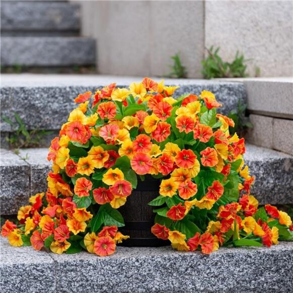 Autumn Artificial Fake Hanging Flowers Plants for Outdoor Fall Decor, 2PCS - Picture 4 of 6